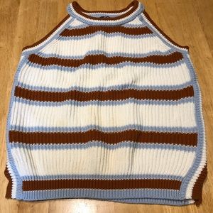 Striped sleeveless sweater top - M